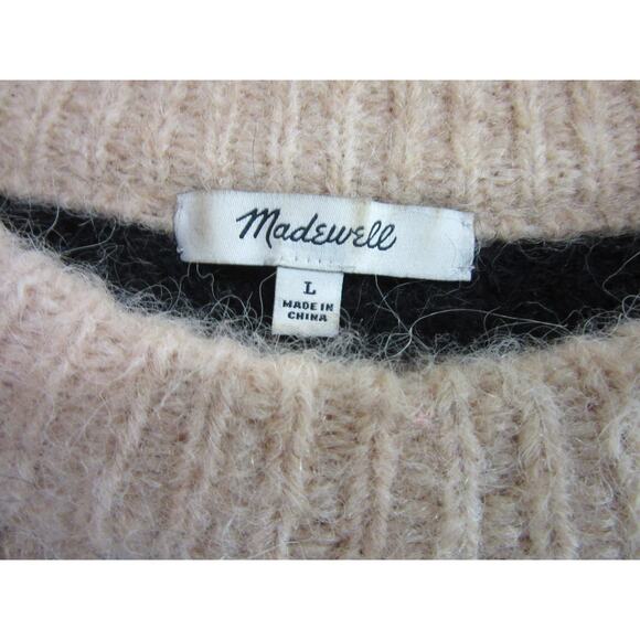 MADEWELL Black and Tan Chunky L Pullover Zebra Print Long Sleeve Sweater - Picture 2 of 3